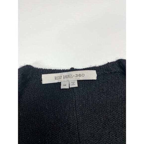 Rocky Barnes X 360 Wool Cashmere Black Fuax Wrap Sweater Size M - Picture 2 of 7
